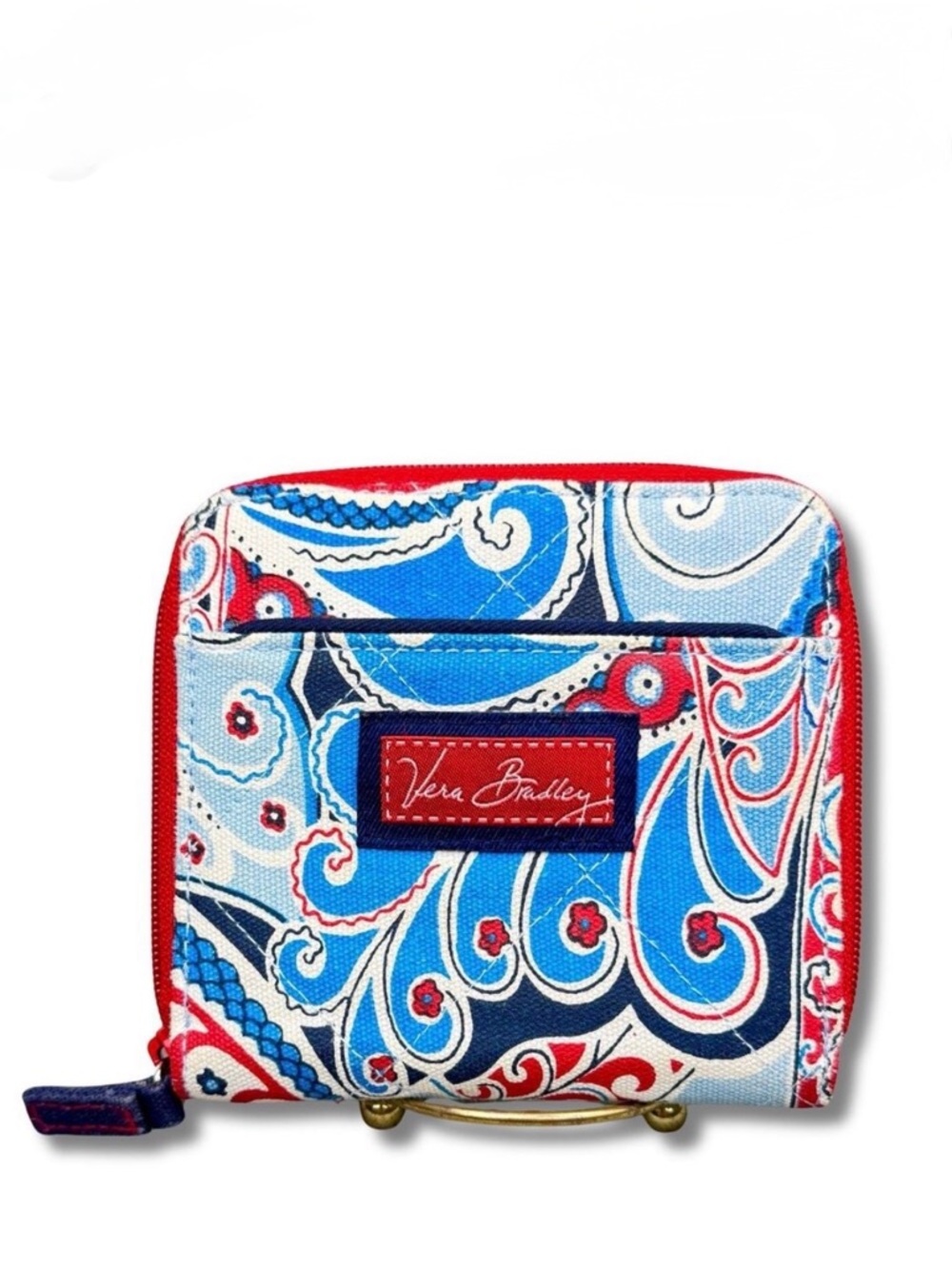 Vera Bradley Bifold Wallet Seaside Nautical Red White And Blue Zip Around 5x5 in